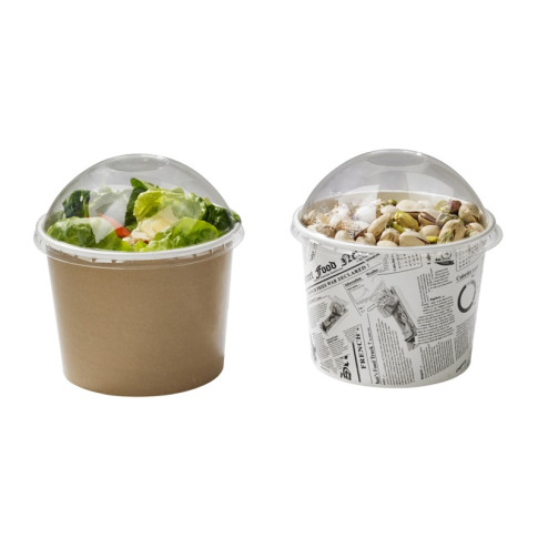 Contenitore "Deli" tondo in cartone, decorazione stampa di giornale  H99mm 650ml
