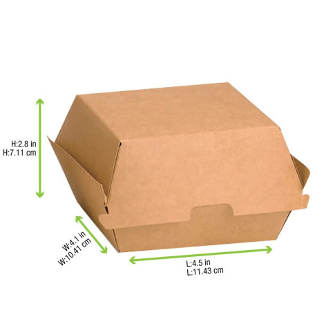 Scatola per hamburger in cartone kraft 110x100mm H80mm