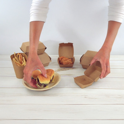 Scatola per hamburger in cartone kraft 110x100mm H80mm