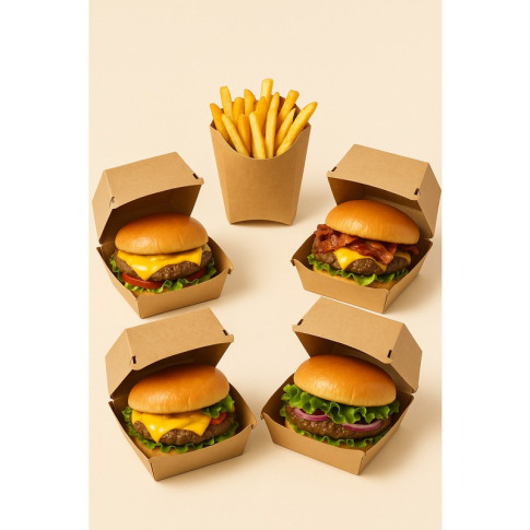 Scatola per hamburger in cartone kraft 126x120mm H70mm