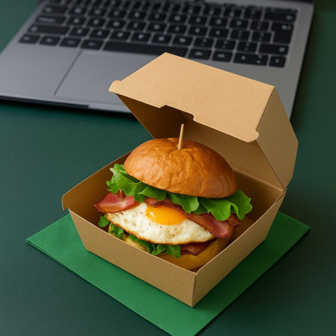 Scatola per hamburger in cartone kraft 190x180mm H75mm