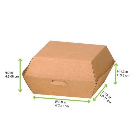 Scatola per hamburger in cartone kraft 75x75mm H50mm