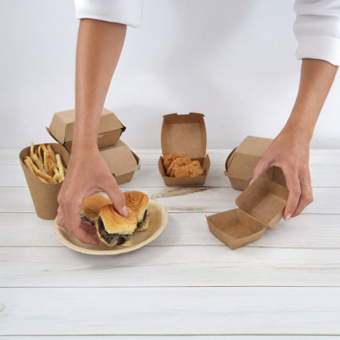Scatola per hamburger in cartone kraft 75x75mm H50mm