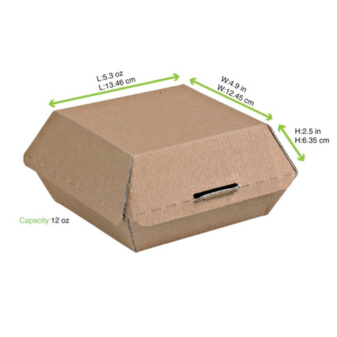 Scatola per hamburger in cartone kraft rinforzato 135x125mm H65mm
