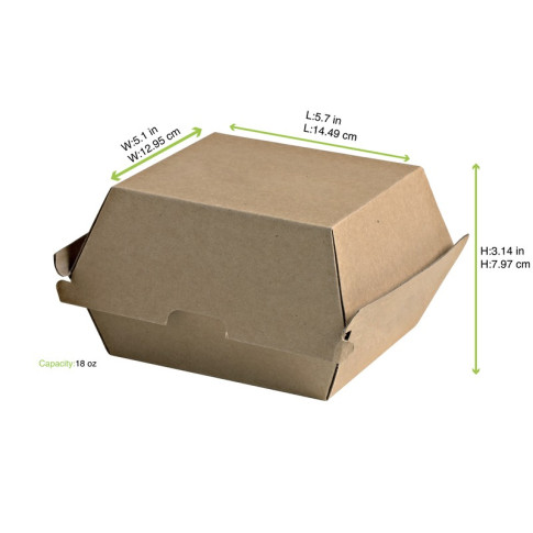 Scatola per hamburger in cartone kraft rinforzato 145x133mm H85mm
