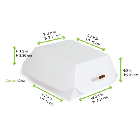 Mini scatola in cartone bianco per hamburger   70x70mm H50mm