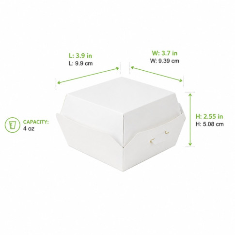 Mini scatola in cartone bianco per hamburger   98x95mm H50mm