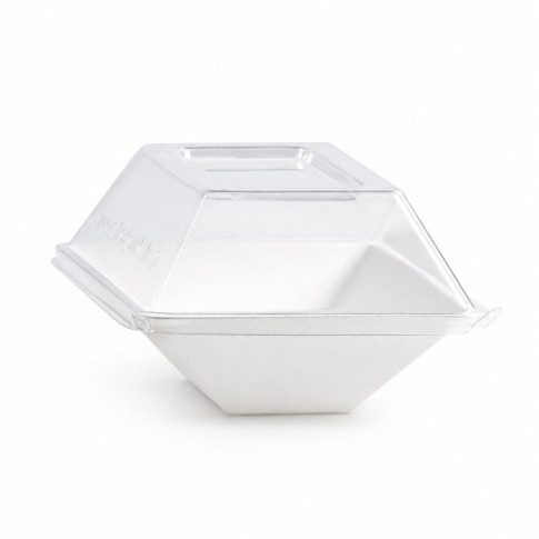 Piatto "EcoDesign" in polpa di canna da zucchero  130x85mm H28mm 150ml
