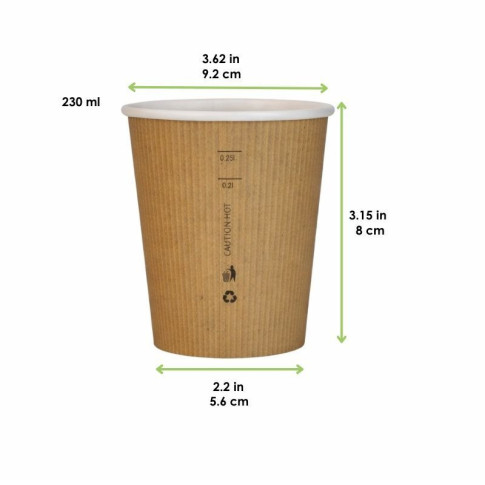Bicchiere cartone lamina PLA (PAP20)  H92mm 230ml