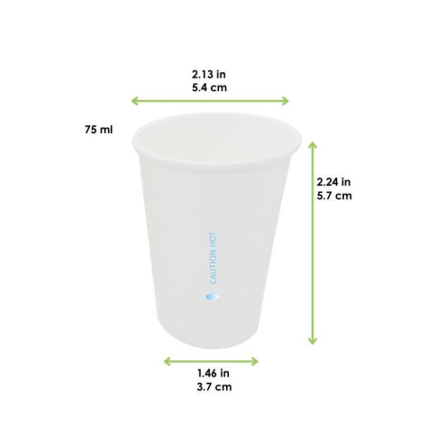 Bicchiere cartone bianco (PAP20)  H57mm 75ml
