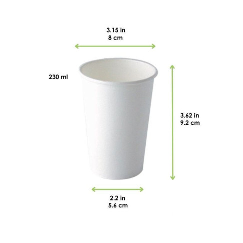 Bicchiere cartone bianco (PAP20)  H92mm 230ml