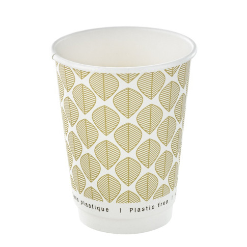 Bicchiere cartone kraft stampato doppia parete plastic-free (PAP20)  H110mm 350ml