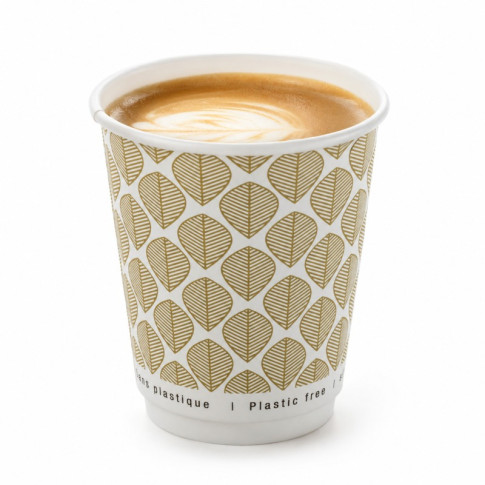 Bicchiere cartone kraft stampato doppia parete plastic-free (PAP20)  H110mm 350ml