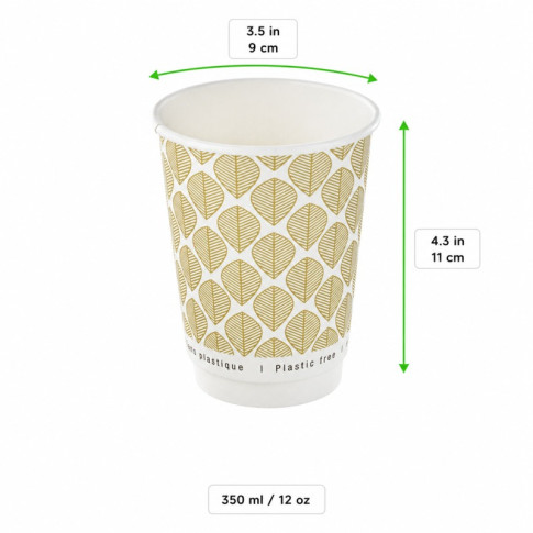 Bicchiere cartone kraft stampato doppia parete plastic-free (PAP20)  H110mm 350ml