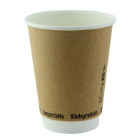 Bicchiere cartone kraft doppia parete plastic-free (PAP20)  H110mm 350ml