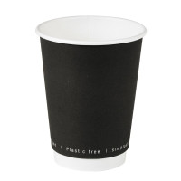 Bicchiere cartone bianco e nero doppia parete plastic-free (PAP20)  H110mm 350ml