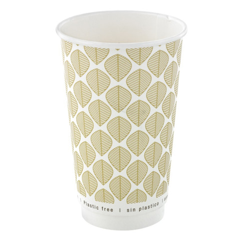 Bicchiere cartone kraft stampato doppia parete plastic-free (PAP20)  H136mm 460ml