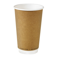 Bicchiere cartone kraft doppia parete plastic-free (PAP20)  H136mm 460ml