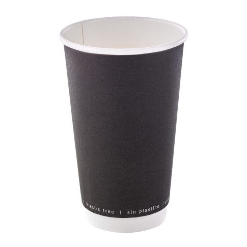 Bicchiere cartone bianco e nero doppia parete plastic-free (PAP20)  H136mm 460ml