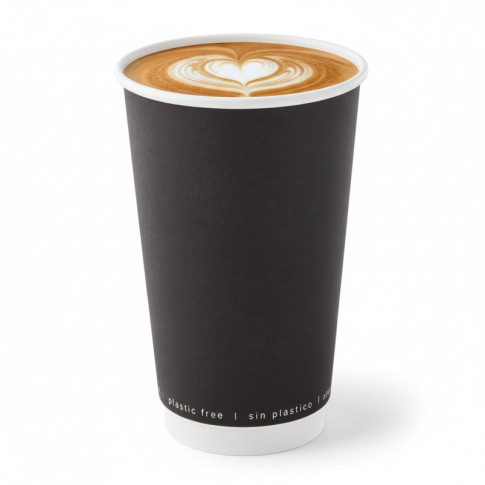 Bicchiere cartone bianco e nero doppia parete plastic-free (PAP20)  H136mm 460ml