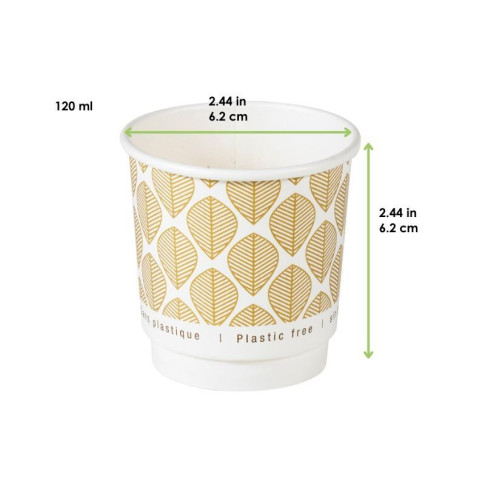 Bicchiere cartone kraft stampato doppia parete plastic-free (PAP20)  H62mm 120ml