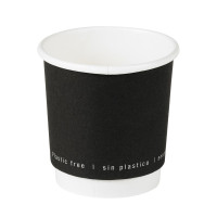Bicchiere cartone bianco e nero doppia parete plastic-free (PAP20)  H62mm 120ml