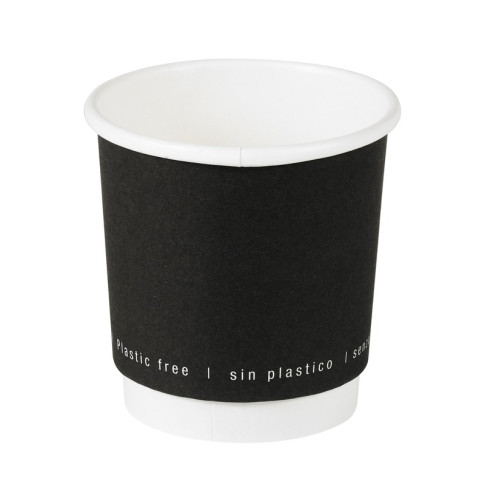 Bicchiere cartone bianco e nero doppia parete plastic-free (PAP20)  H62mm 120ml