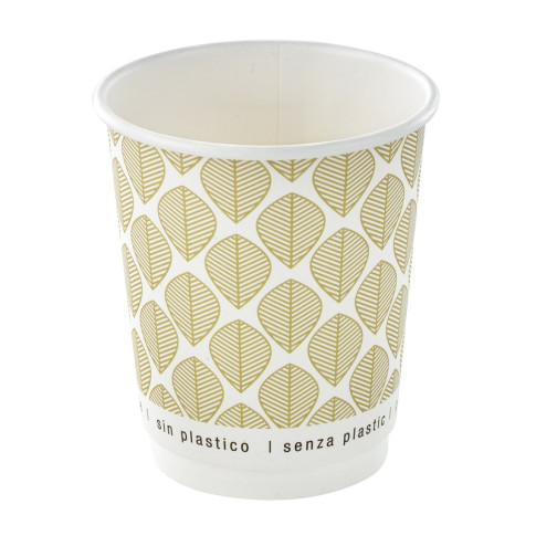 Bicchiere cartone kraft stampato doppia parete plastic-free (PAP20)  H92mm 230ml