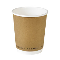 Bicchiere cartone kraft stampato doppia parete plastic-free (PAP20)  H92mm 230ml