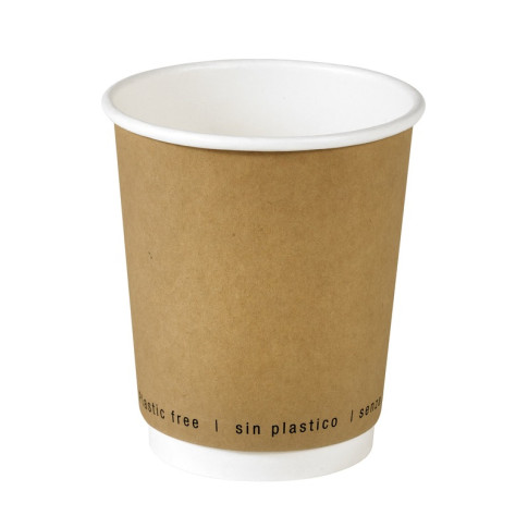 Bicchiere cartone kraft stampato doppia parete plastic-free (PAP20)  H92mm 230ml