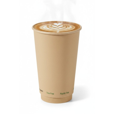Bicchiere cartone fibra di bambù doppia parete plastic-free (PAP20)  H136mm 460ml