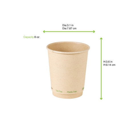 Bicchiere cartone fibra di bambù doppia parete plastic-free (PAP20)  H92mm 230ml