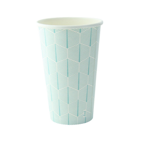 Bicchiere cartone bianco Leaf con decoro (PAP20)  H137mm 470ml