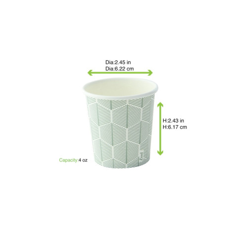 Bicchiere cartone bianco Leaf con decoro (PAP20)  H62mm 120ml