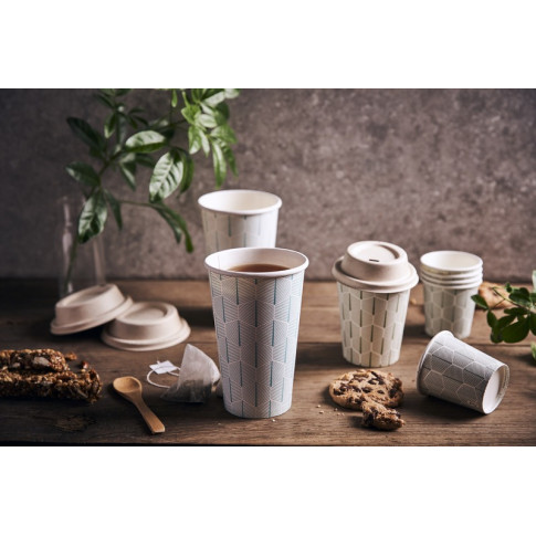Bicchiere cartone bianco Leaf con decoro (PAP20)  H62mm 120ml