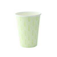 Bicchiere cartone bianco Leaf con decoro (PAP20)  H79mm 180ml
