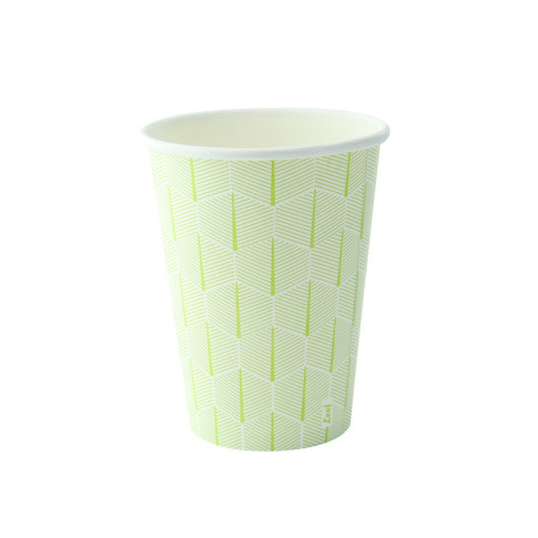 Bicchiere cartone bianco Leaf con decoro (PAP20)  H79mm 180ml