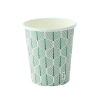 Bicchiere cartone bianco Leaf con decoro (PAP20)  H92mm 230ml