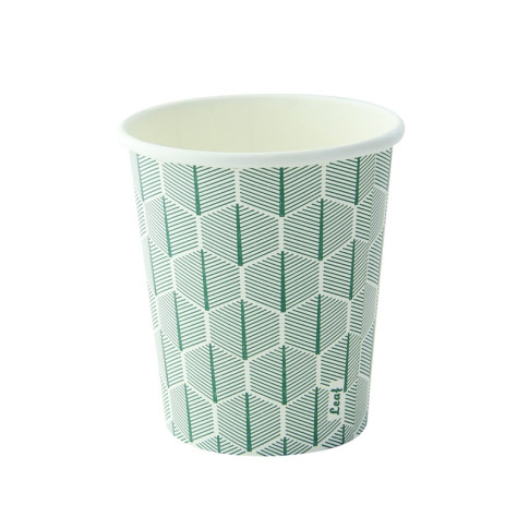 Bicchiere cartone bianco Leaf con decoro (PAP20)  H92mm 230ml