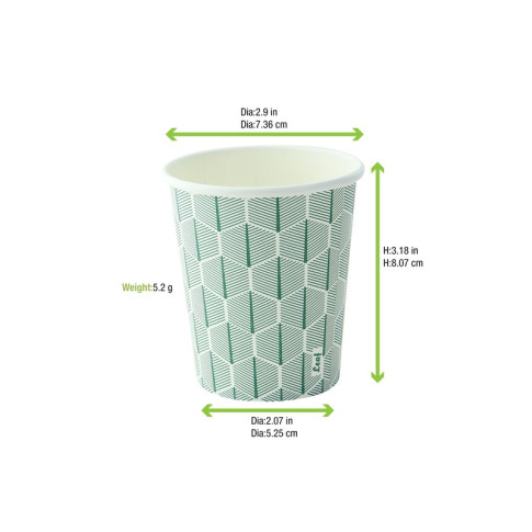 Bicchiere cartone bianco Leaf con decoro (PAP20)  H92mm 230ml