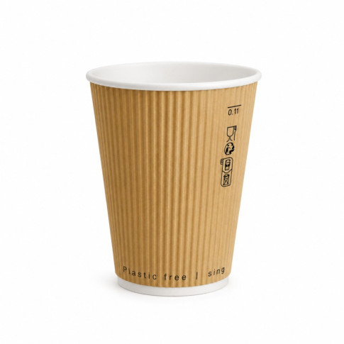 Bicchiere in cartone beige "Rippley" doppio strato  H110mm 350ml