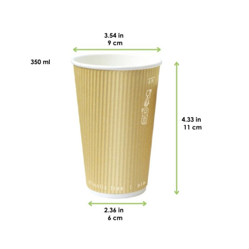 Bicchiere in cartone beige "Rippley" doppio strato  H110mm 350ml