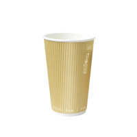 Bicchiere cartone avana doppia parete increspata (PAP20)  H136mm 470ml