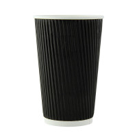 Bicchiere cartone nero doppia parete increspata (PAP20)  H136mm 450ml