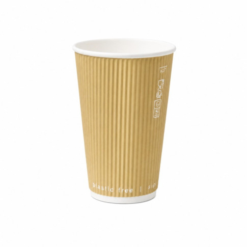 Bicchiere in cartone beige "Rippley" doppio strato  H62mm 120ml