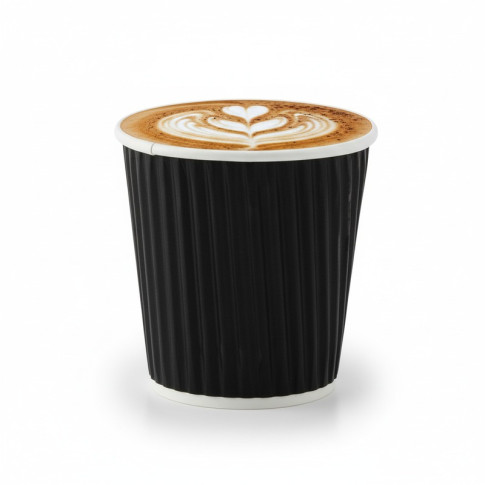 Bicchiere in cartone nero "Rippley" doppio strato  H62mm 120ml