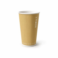 Bicchiere cartone avana doppia parete increspata (PAP20)  H92mm 230ml
