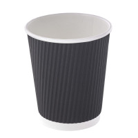Bicchiere cartone nero doppia parete increspata (PAP20)  H92mm 230ml