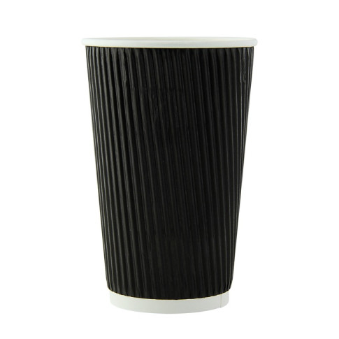 Bicchiere cartone nero doppia parete increspata plastic-free (PAP20)  H136mm 460ml