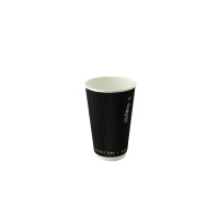 Bicchiere cartone nero doppia parete increspata plastic-free (PAP20)  H62mm 120ml